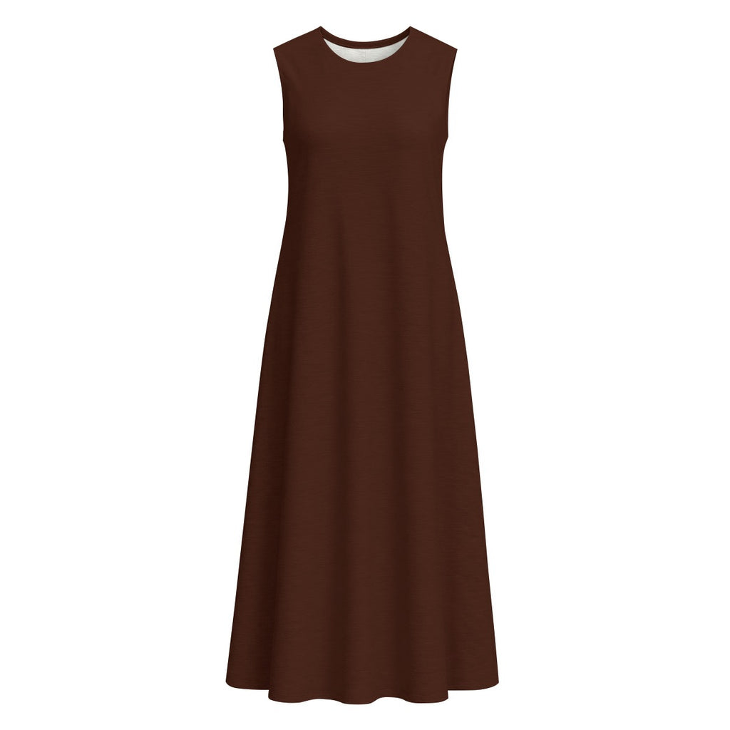All-Over Print Women's Sleeveless Dress With Pocket|140GSM Slub Cotton