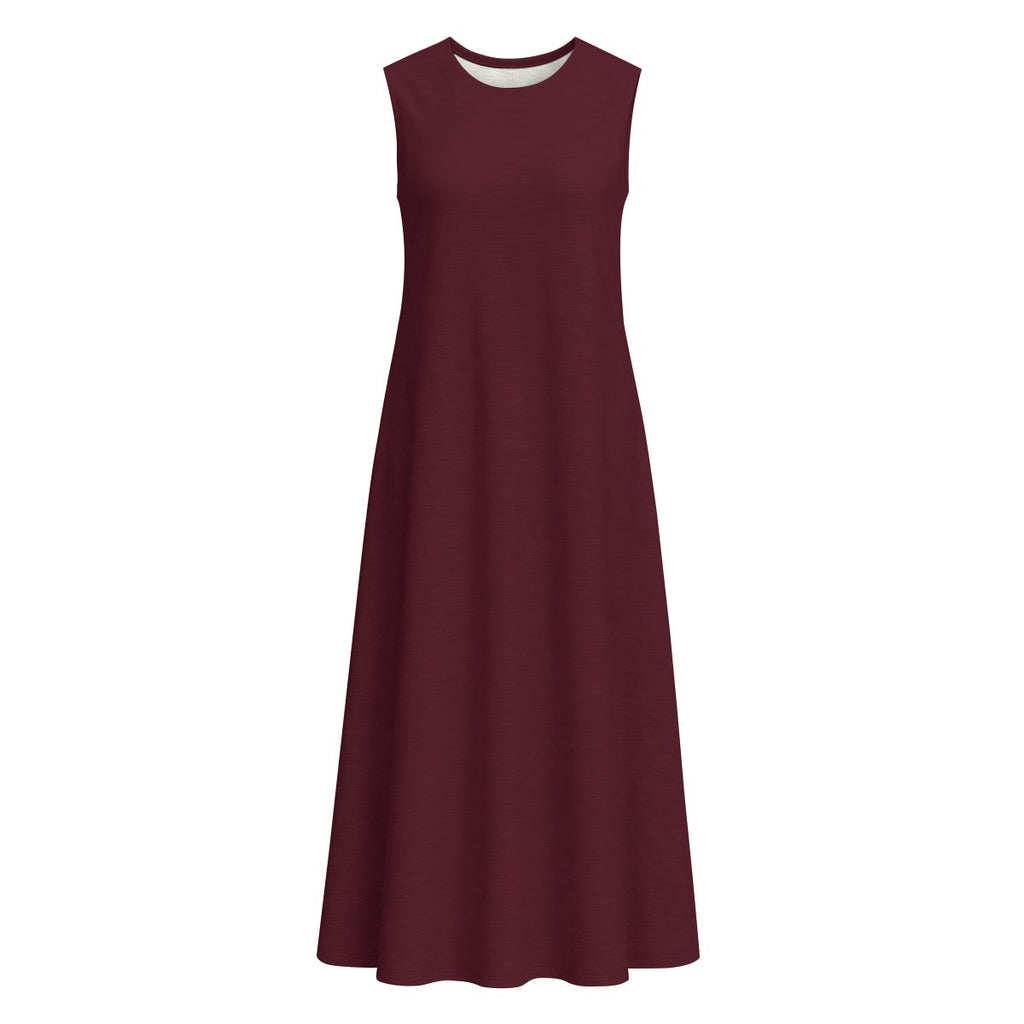 All-Over Print Women's Sleeveless Dress With Pocket|140GSM Slub Cotton